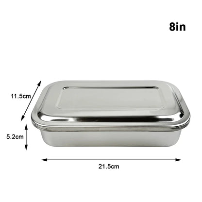 Stainless Steel Dental Instruments Tray with Lid – Surgical Sterilization & Disinfection Container