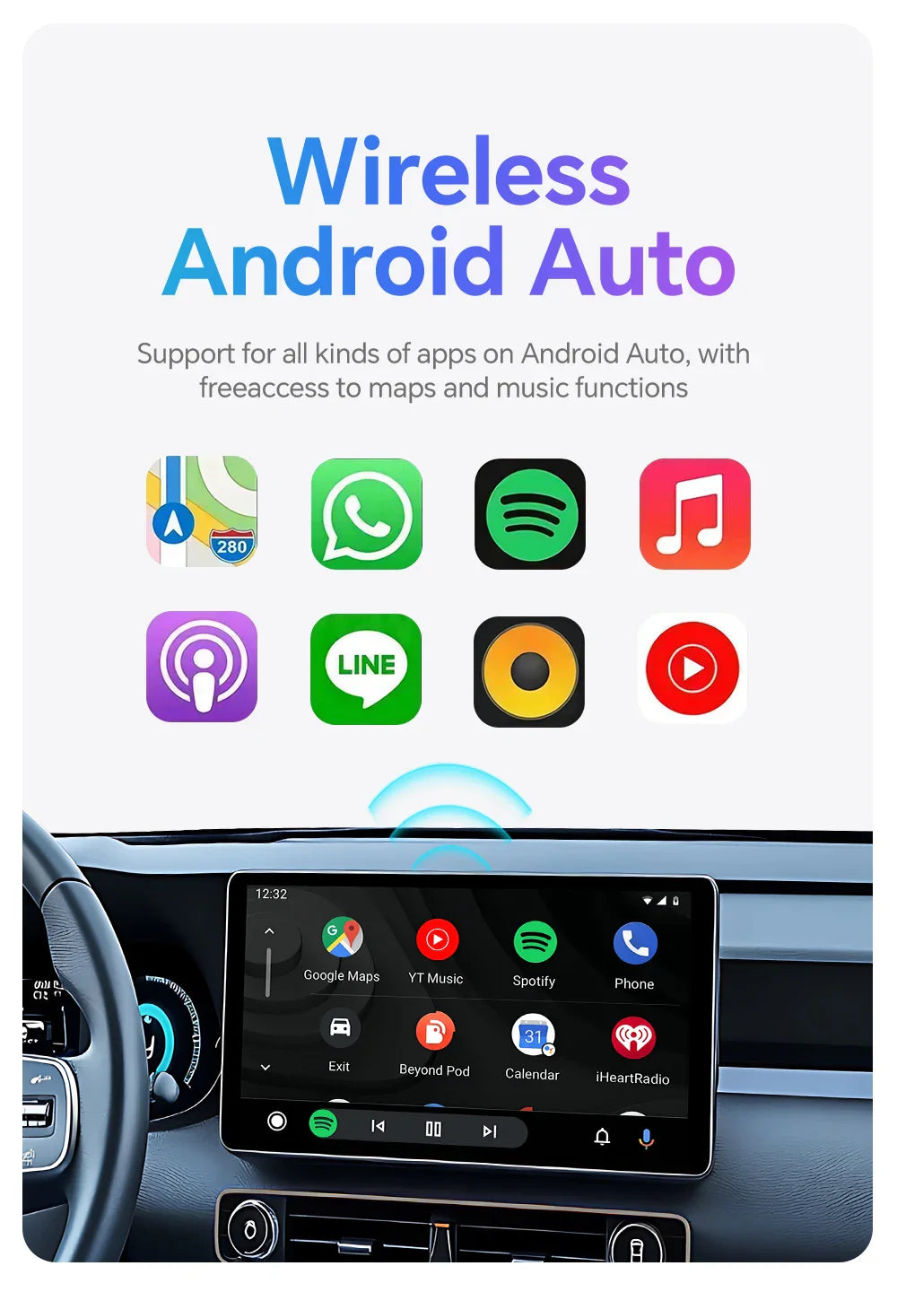 2025 2 in 1 Wireless CarPlay & Android Auto Adapter – Plug & Play USB for Mazda, Haval, Kia, Volvo, Audi, VW