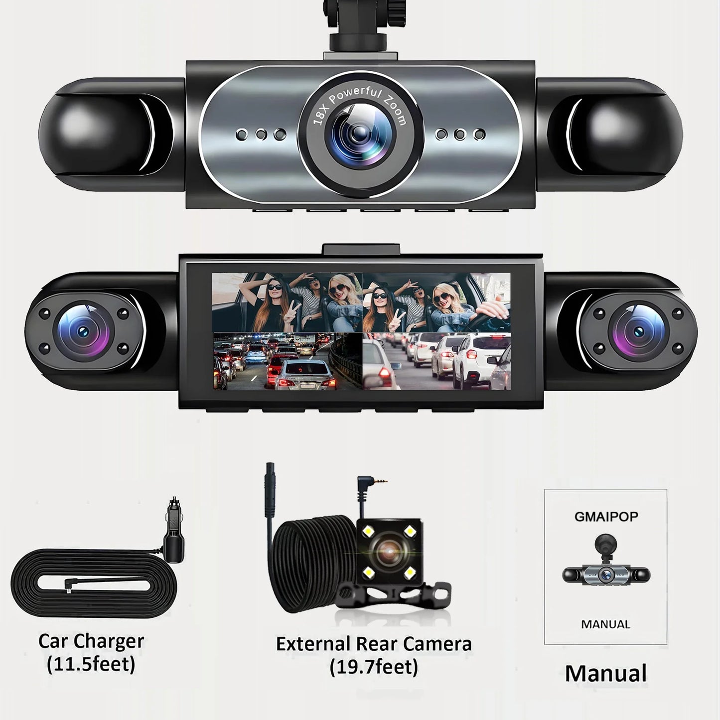 4-Channel 360° Dash Cam - Car Video Recorder with Night Vision, Parking Monitor & Loop Recording