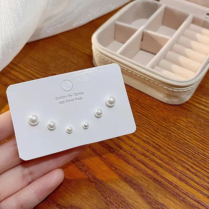 S925 Silver Stud Earrings Set - Simple Cute Mini Earrings for Women Girls Exquisite Jewelry Gift Wholesale