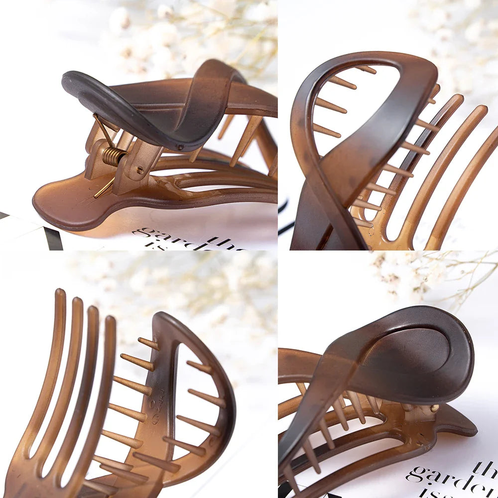Large Seamless Hair Clamp: Women's Plastic Duckbill Claw Clip for Stylish Hairpin Styling - Essential Hair Accessories for Girls and Women