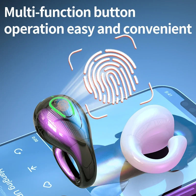 S20 Wireless Ear Clip Headset - Bluetooth 5.3 Single-Ear OWS Sports Earphones for Running & Fitness