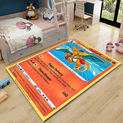 Pikachu Anime Area Rug - Non-Slip Pokemon Inspired Carpet for Living Room Kids Bedroom Home Decor