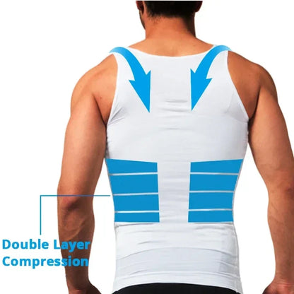 Men's Slimming Body Shaper Tank Top: Compression Shirt for Gynecomastia with Abdomen Control - Workout Undershirt