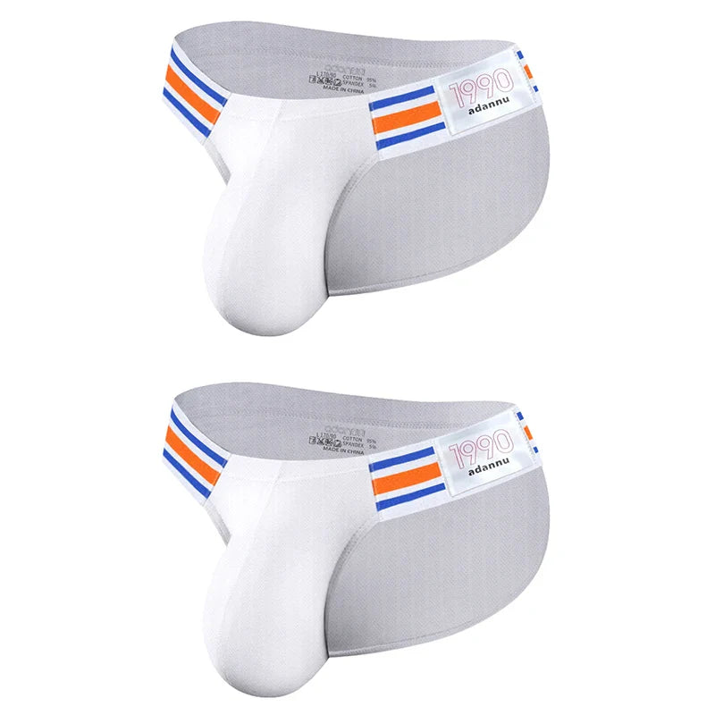 Men’s Breathable Brief Underwear 1/2/3/4PCS – High Fork Triangle Design with Striped Elastic Waistband Comfort Fit