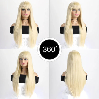 26" Long Straight Synthetic Wig for Women – Colorful Fashion Wig for Daily Wear, Halloween Costume, Party & Cosplay