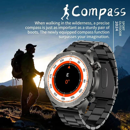 2025 New Bluetooth Call Smartwatch for Men – Huawei Compatible, AMOLED HD Large Screen, Heart Rate, NFC, IP68 Waterproof, GPS Sports Watch