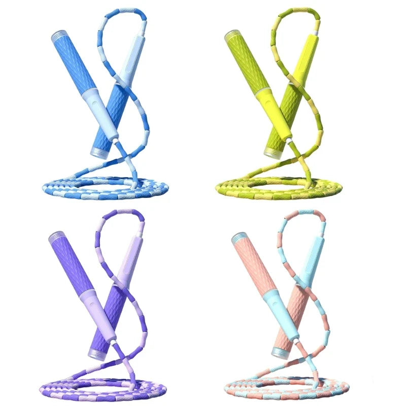 Beaded Adjustable Jump Rope – Segmented Fitness Skipping Rope for Men, Women & Kids