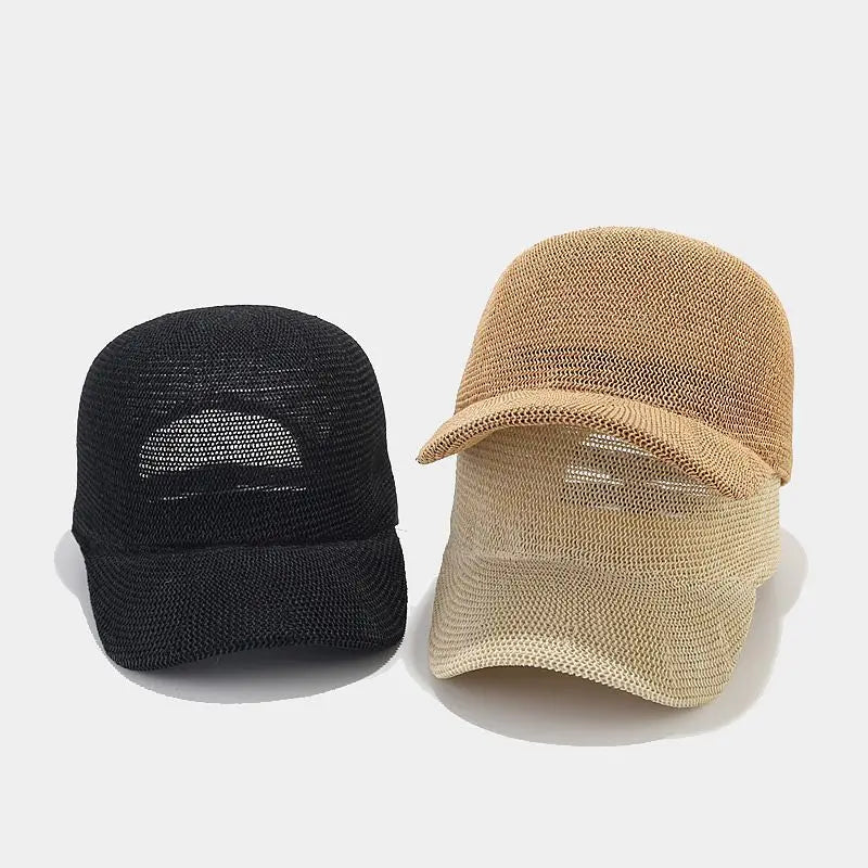 Breathable Straw Baseball Cap - Adjustable Summer Sun Hat for Men & Women