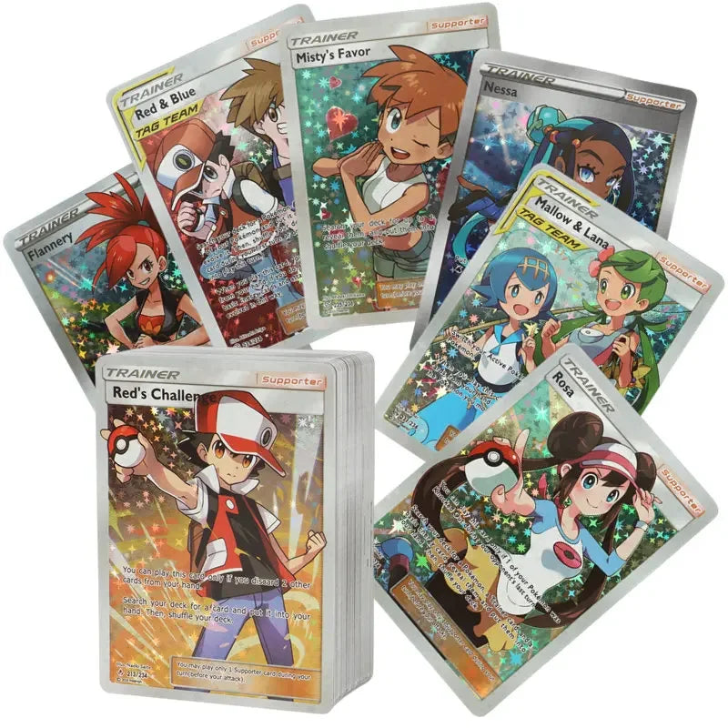 60/100PCS English Pokémon Shining Trading Cards Set – MEGA GX VMAX VSTAR EX Collection Cards for Kids Gift & Play
