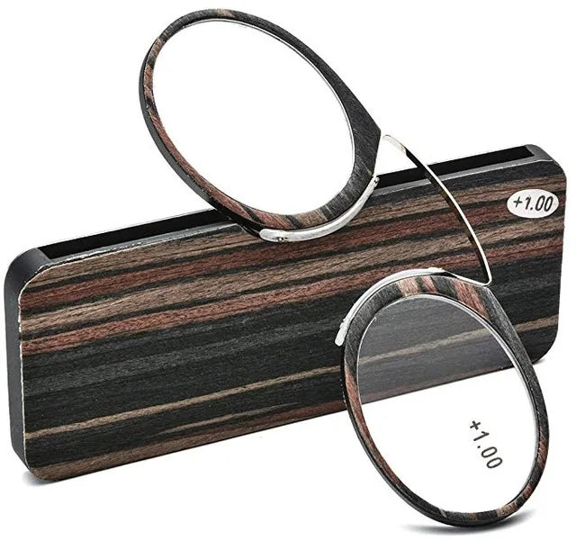 NONOR Magnifying Nose Clip Reading Glasses - Ultralight TR90 No Arm Portable Eyewear with Case +1.0 to +3.0 Lens