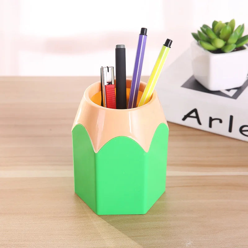 Cute Pencil Holder Desk Organizer - Large-Mouth Storage Box for Pens, Stationery & Makeup Brushes