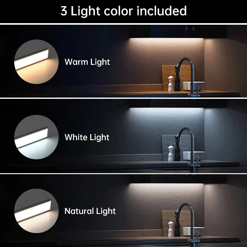 LED Motion Sensor Night Light - Wireless USB Rechargeable Under Cabinet Light for Kitchen, Bedroom & Wardrobe