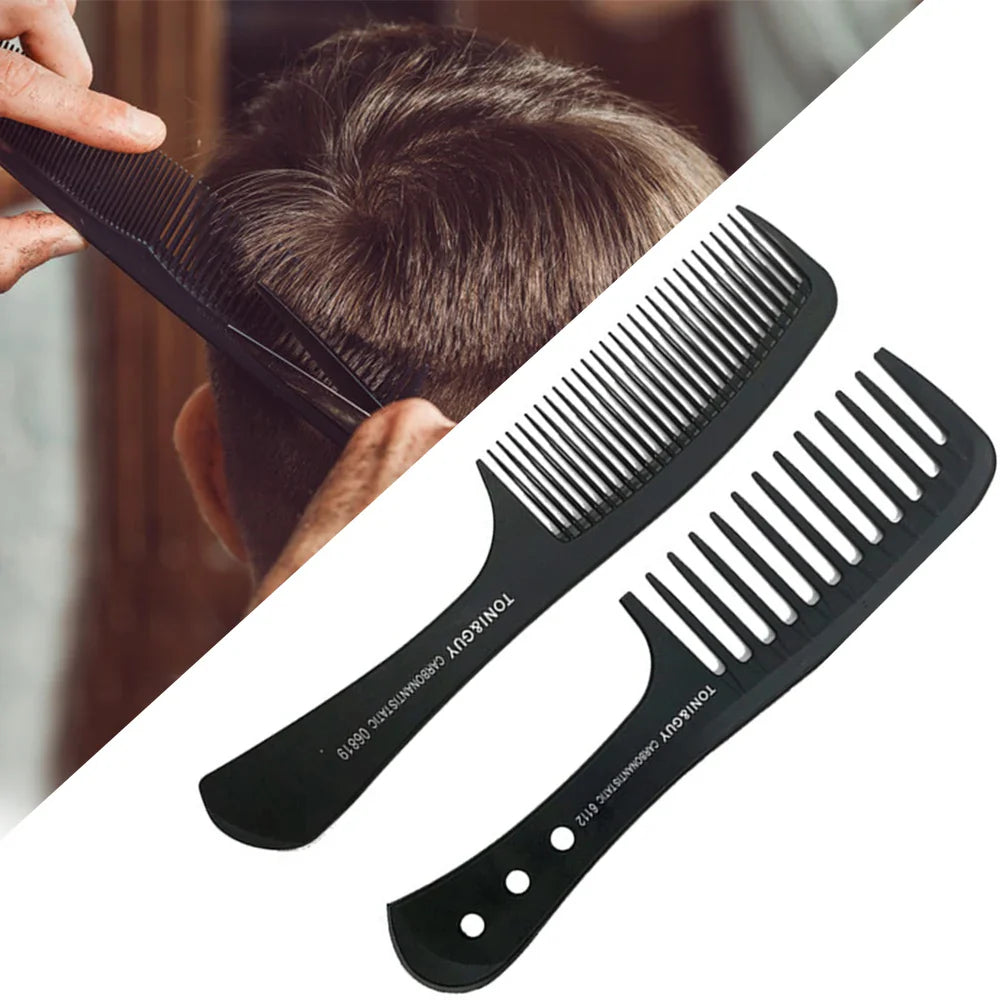 Black Flattop Hair Cutting Comb – Wide Tooth Professional Barber Hair Clipper & Salon Hairdressing Carbon Comb for Men