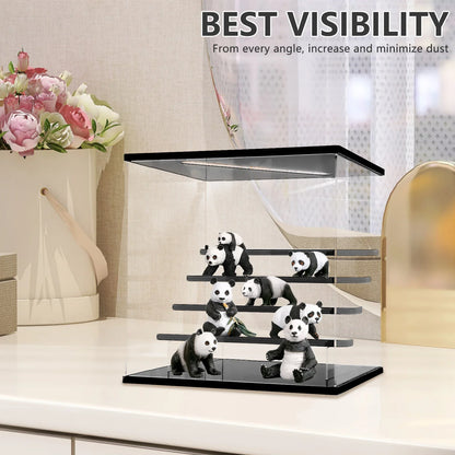 3/5 Layer Acrylic Display Case - LED Light Dustproof Organizer for Figurines Toys Blind Box Dolls Action Figures