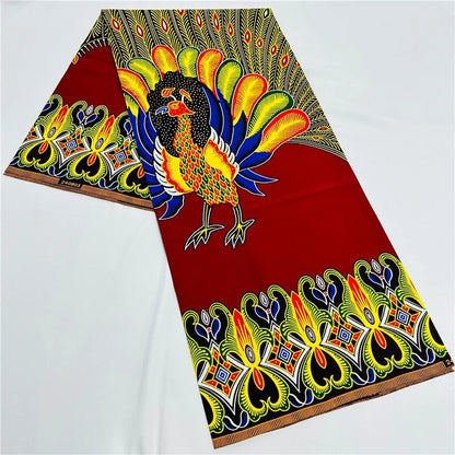 6 Yards African Real Wax Ankara Fabric - 100% Cotton Party Dress Print