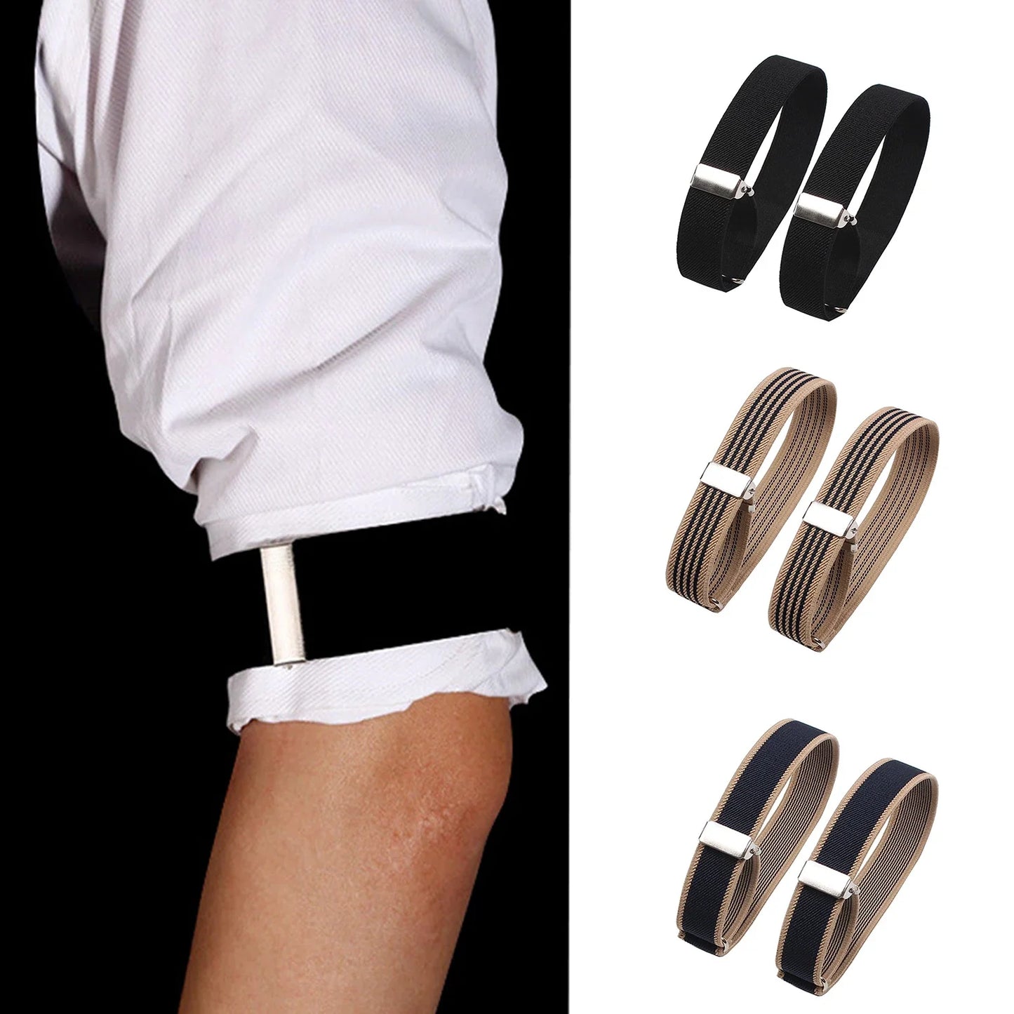 Elastic Adjustable Shirt Sleeve Garter for Men | Business Arm Band Sleeve Bracelet | Anti-Slip Cuff Holder Armband