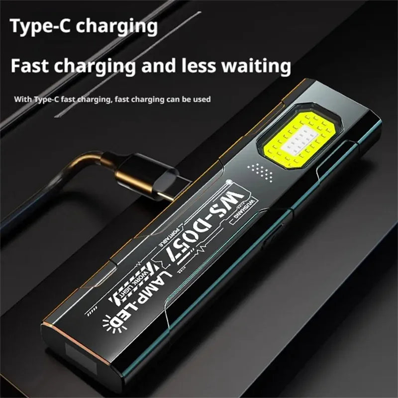 LED USB Rechargeable Keychain Flashlight – Mini COB Torch EDC Pocket Lantern with Magnet