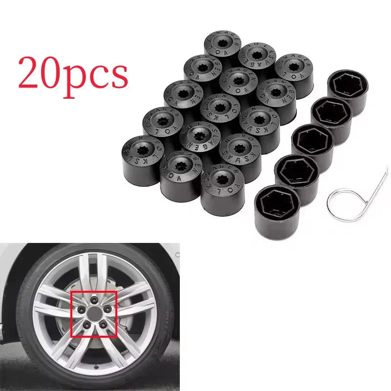 VW Wheel Bolt Caps - 20PCS Tire Screw Covers for Jetta, Golf, Polo & Tiguan Models