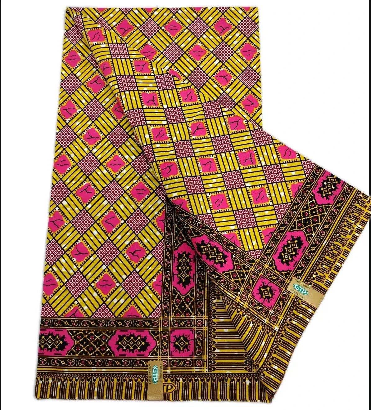 African Wax Print Fabric - High-Quality Cotton Ankara Gold Print Pagne for Wedding & Dress Sewing