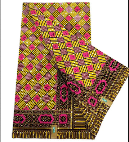 African Wax Print Fabric - High-Quality Cotton Ankara Gold Print Pagne for Wedding & Dress Sewing