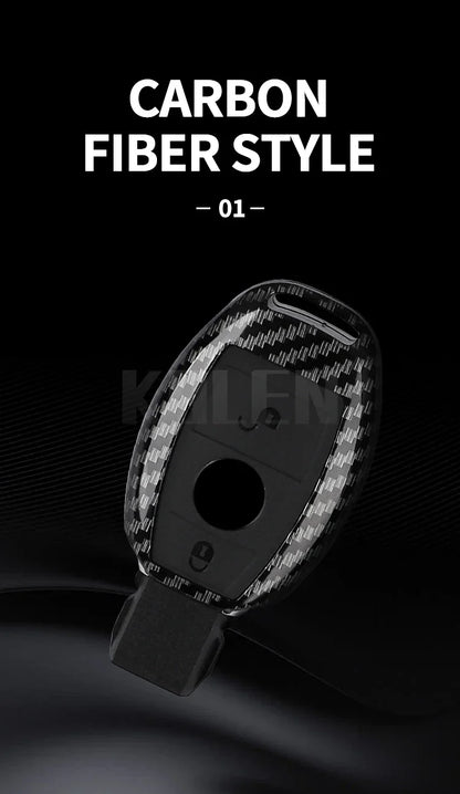 ABS Carbon Fiber Car Key Case Cover – Compatible with Mercedes Benz W204/W205/W212/W213/W176/W177/W219 A/B/C/E/S/GLC/CLA/AMG Fob