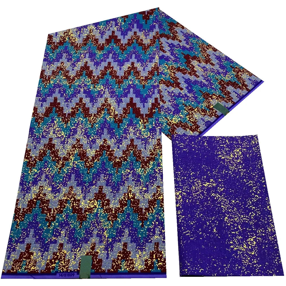 Kente Golden Wax Cotton Fabric - African Dutch Nigerian Ankara Batik Party Dress Fabric 2+4 Yards