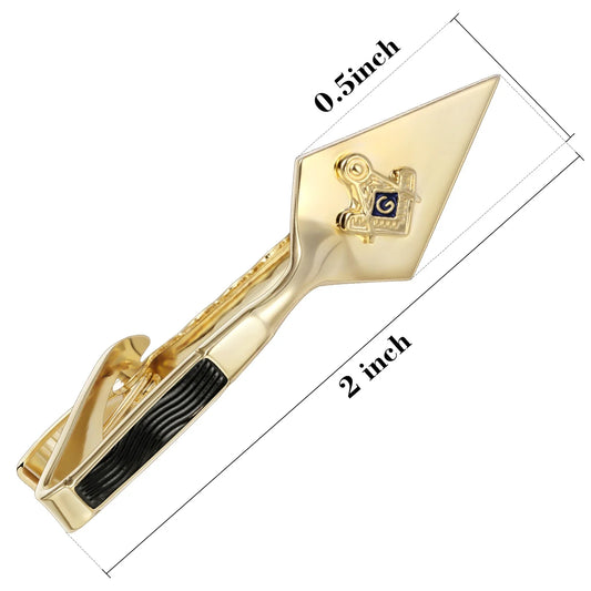 Classic Masonic Compass Tie Clip - Golden Freemason Emblem Suit Accessory for Men with Brotherhood Symbol Design