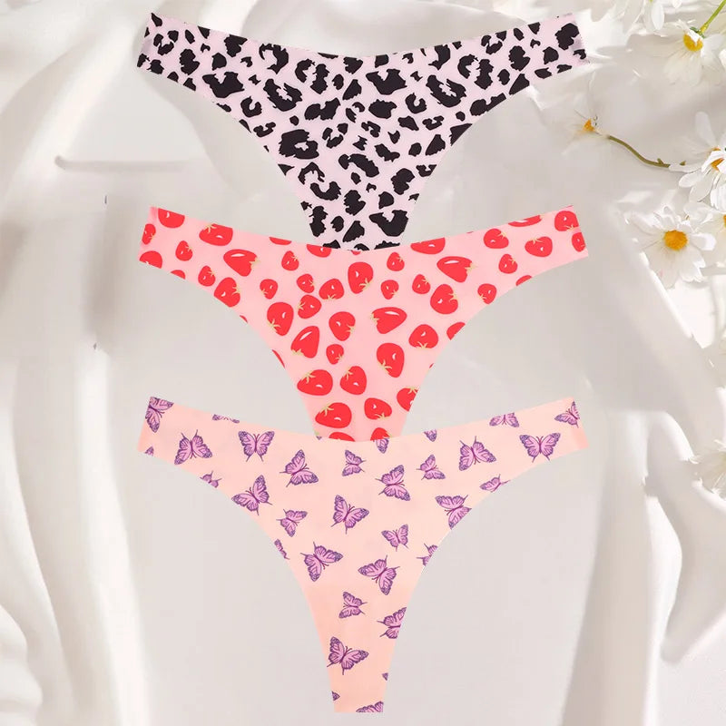 3PCS Women’s Sexy G-String Set - Colorful Seamless Bikini T-Back Low Waist Lingerie Underwear
