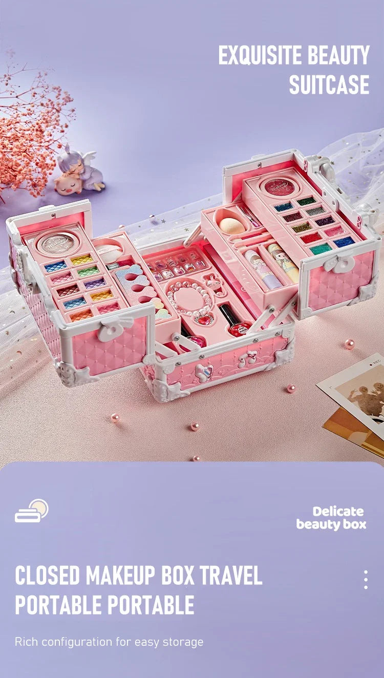 49 Piece Kids Makeup Kit for Little Girls – Washable Real Princess Makeup Set with Cosmetic Case, Birthday Gift Play Set