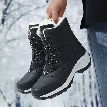Women’s Snow Boots — Non-Slip Waterproof Fur-Lined Platform Ankle & Thigh-High Winter Boots with Wedges
