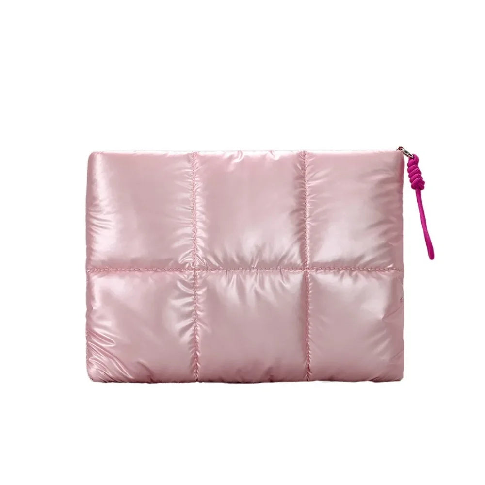Trendy Puffy Cotton Laptop Bag 14 Inch — Waterproof, Shockproof Sleeve with Shoulder Strap for MacBook, Lenovo, Huawei