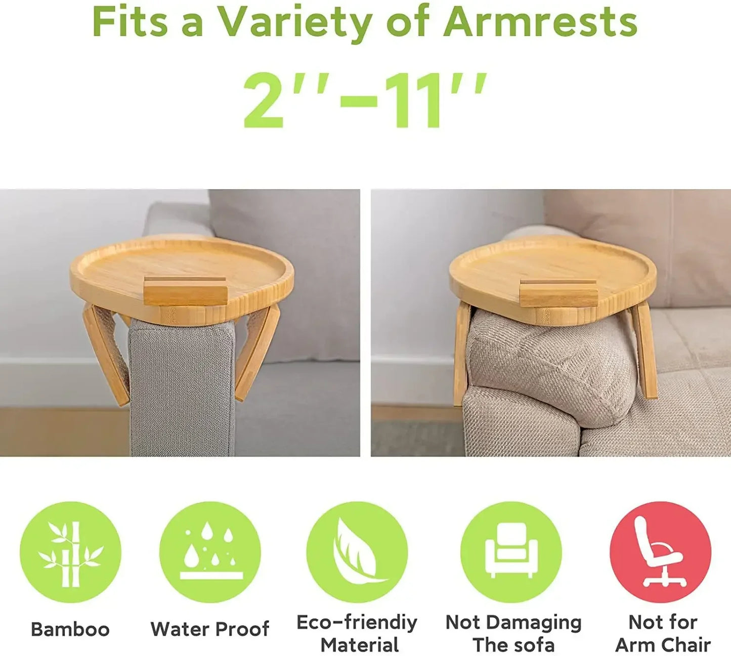 Portable Sofa Arm Tray – Clip-on Couch Armrest Table for Snacks, Drinks, and Remote Control