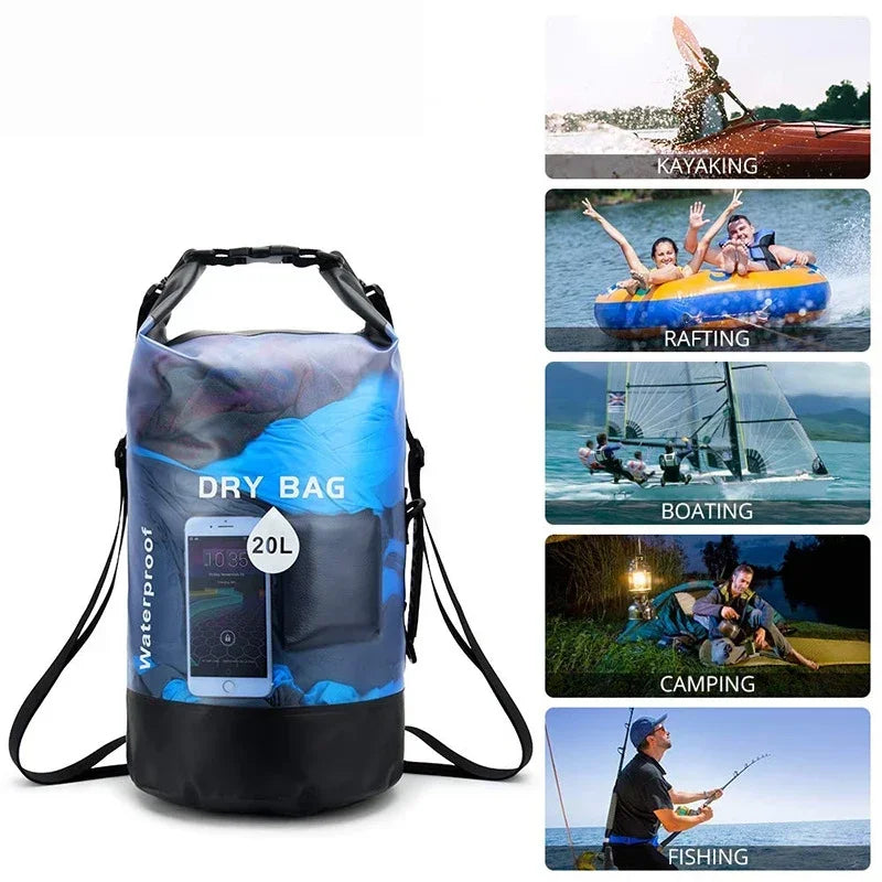 10L/20L Waterproof Dry Bag – Storage Pouch for Swimming, Trekking, Rafting, Boating & Kayaking (Backpack XD117Y)