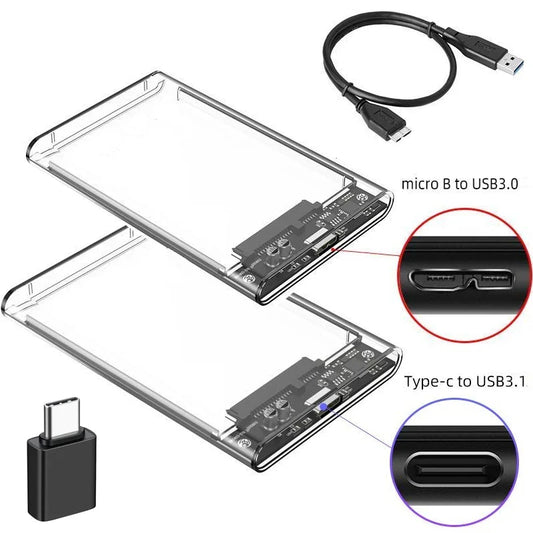 USB 3.0 Type-C to SATA III HDD SSD Enclosure for 2.5 Inch Hard Drive - External Storage Case with UASP Support