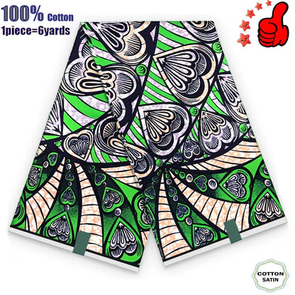 African Real Wax Print Fabric - 100% Cotton Ghana Nigeria Style Ankara Batik Sewing Material