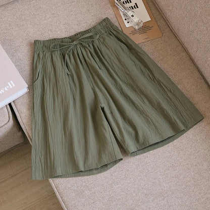 2026 Women's Cotton Summer Shorts - High Waist Loose Fit Casual Shorts with Pockets