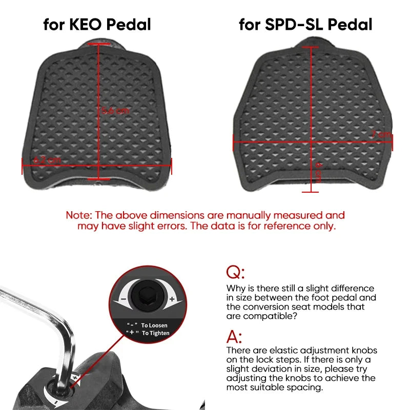 Bicycle Pedal Adapter - SPD-SL to KEO Clipless Pedal Platform Converter for Road Bikes