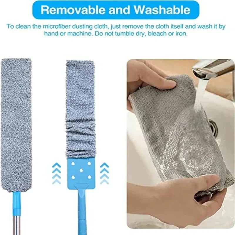 Telescopic Long Handle Broom — Microfiber Dust Brush for Home Blinds, Easy-to-Use Household Cleaning Tool