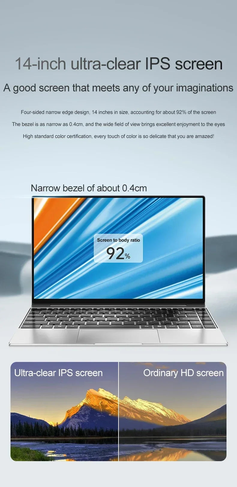 14.1" Ultra-Slim Laptop — Intel N3700 | 16GB RAM | 2TB SSD | 1920x1080 FHD | Windows 11 Pro