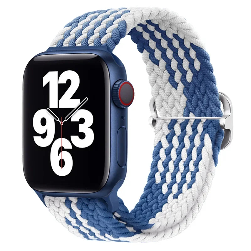 Braided Solo Loop Apple Watch Ultra Band – Elastic Nylon Adjustable Sport Bracelet Strap for iWatch SE, Series 3–9 (38mm–49mm)