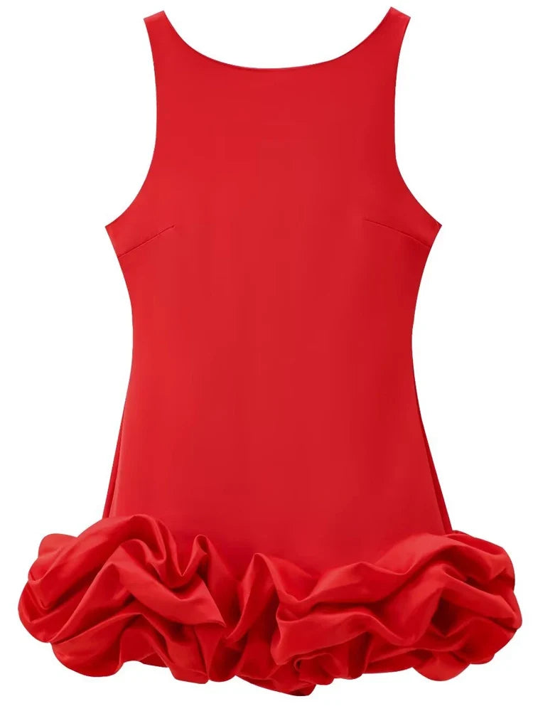 Women’s Ruffle Backless Mini Dress - HXAO Sleeveless Bodycon Summer Party Dress in White Black Red