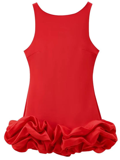 Women’s Ruffle Backless Mini Dress - HXAO Sleeveless Bodycon Summer Party Dress in White Black Red