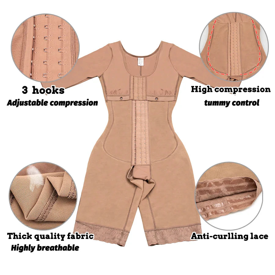 Full Body Colombian Shaper Girdle, High Compression Bodysuit, Postpartum & Postoperative Waist Slimmer, Lipo Arm Reducing Shapewear