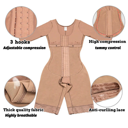 Full Body Colombian Shaper Girdle, High Compression Bodysuit, Postpartum & Postoperative Waist Slimmer, Lipo Arm Reducing Shapewear