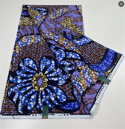 Original African Wax Print Fabric - 6 Yards 100% Cotton Nigerian Ankara Sewing Material