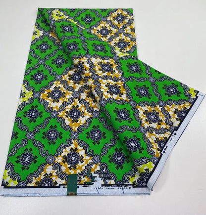 African Real Print Ankara Wax Fabric - Soft 100% Cotton Pagne 6 Yards