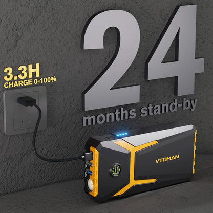 VTOMAN V6 Pro Car Jump Starter - 2000A Portable Power Bank Battery Charger Emergency Vehicle Booster Starting Device
