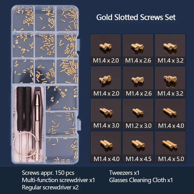 Eyeglass & Sunglass Repair Kit | Mini Screwdriver, Screws, Nuts, Nose Pads & Optical Tool Set