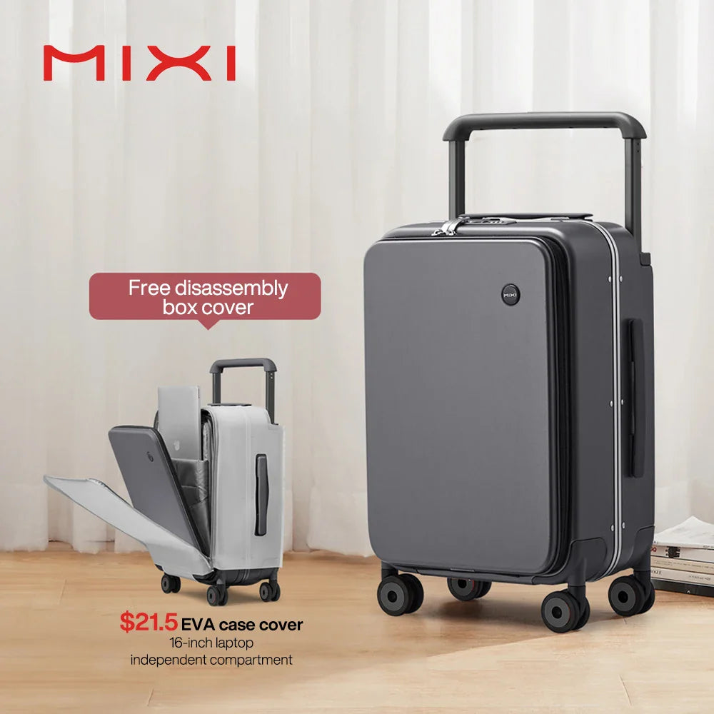 Mixi 20" Wide Handle Carry-On Suitcase — New Design Travel Trolley with Aluminum Frame, Unisex PC Luggage M9275